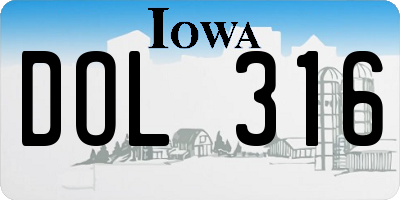 IA license plate DOL316