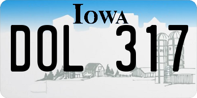 IA license plate DOL317
