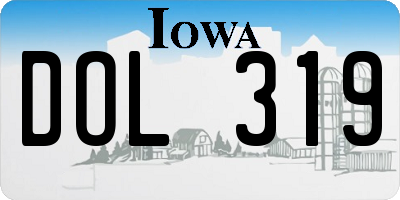 IA license plate DOL319