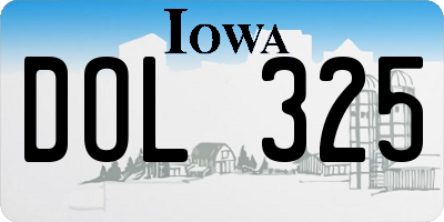 IA license plate DOL325