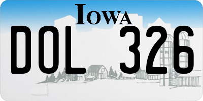IA license plate DOL326