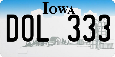 IA license plate DOL333