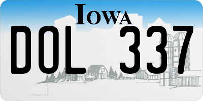 IA license plate DOL337