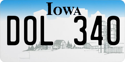 IA license plate DOL340