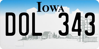 IA license plate DOL343