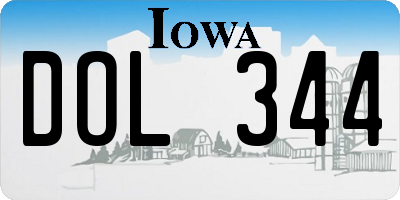 IA license plate DOL344