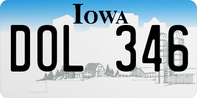 IA license plate DOL346