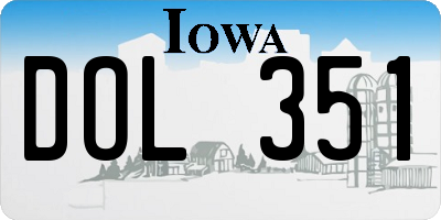 IA license plate DOL351