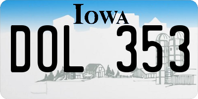 IA license plate DOL353