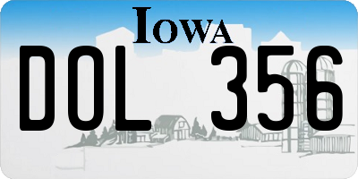 IA license plate DOL356