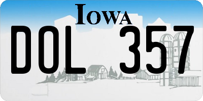 IA license plate DOL357