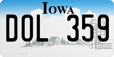 IA license plate DOL359