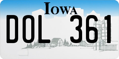 IA license plate DOL361