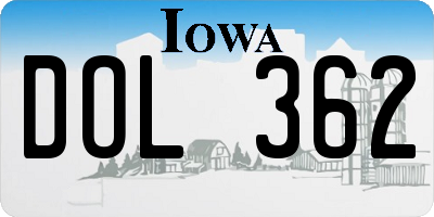 IA license plate DOL362
