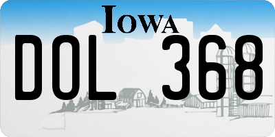 IA license plate DOL368