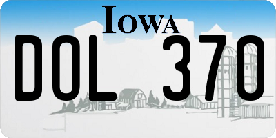 IA license plate DOL370