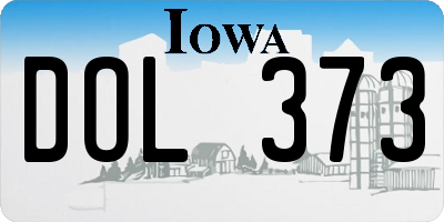 IA license plate DOL373