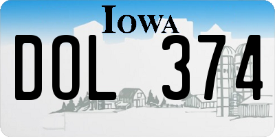 IA license plate DOL374