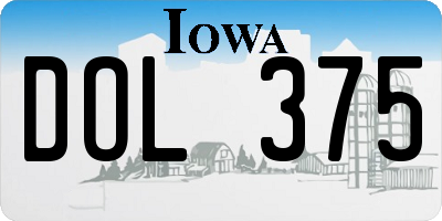 IA license plate DOL375