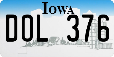 IA license plate DOL376