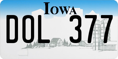IA license plate DOL377