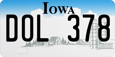IA license plate DOL378