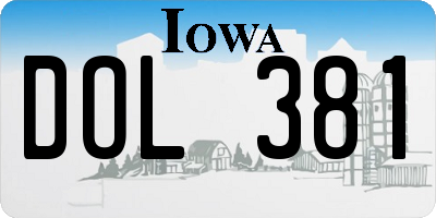IA license plate DOL381