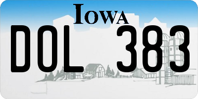 IA license plate DOL383
