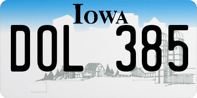 IA license plate DOL385