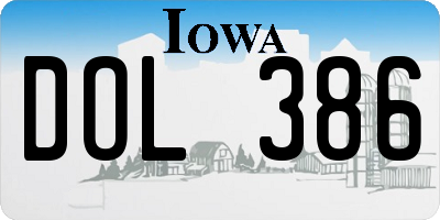 IA license plate DOL386
