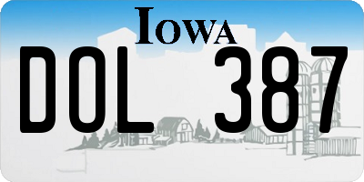 IA license plate DOL387