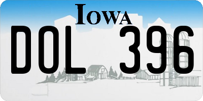 IA license plate DOL396