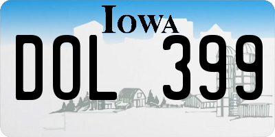 IA license plate DOL399