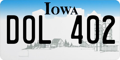 IA license plate DOL402