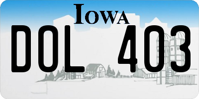 IA license plate DOL403