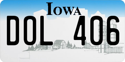 IA license plate DOL406
