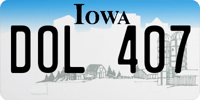 IA license plate DOL407