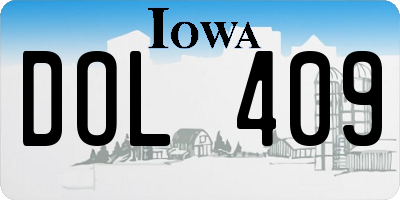 IA license plate DOL409