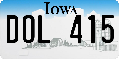 IA license plate DOL415
