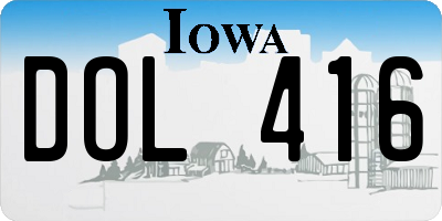 IA license plate DOL416