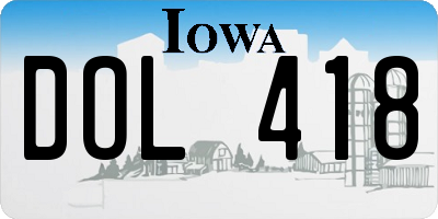 IA license plate DOL418