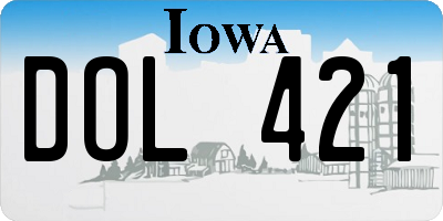 IA license plate DOL421