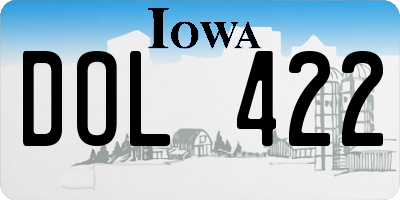 IA license plate DOL422