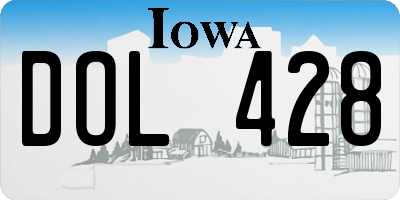IA license plate DOL428