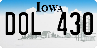 IA license plate DOL430
