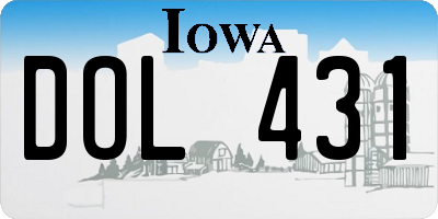 IA license plate DOL431