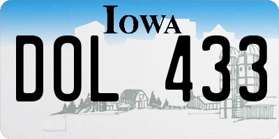 IA license plate DOL433