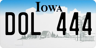 IA license plate DOL444