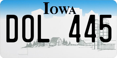 IA license plate DOL445