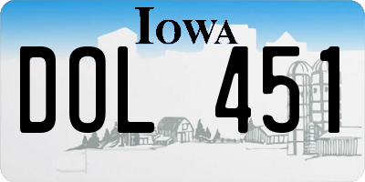 IA license plate DOL451